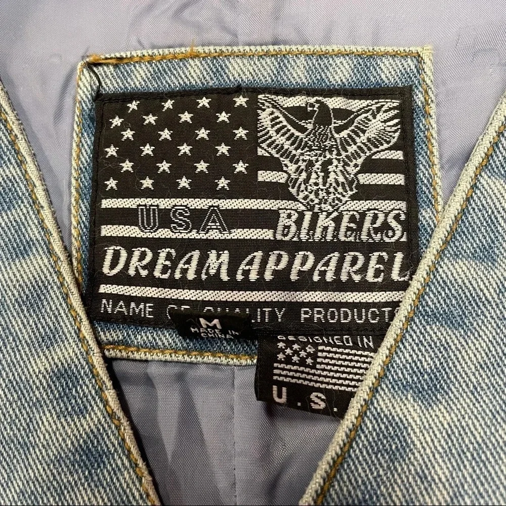 USA Bikers Dream Apparel Jean Vest Medium Honda Eagle on the back - Picture 7 of 16